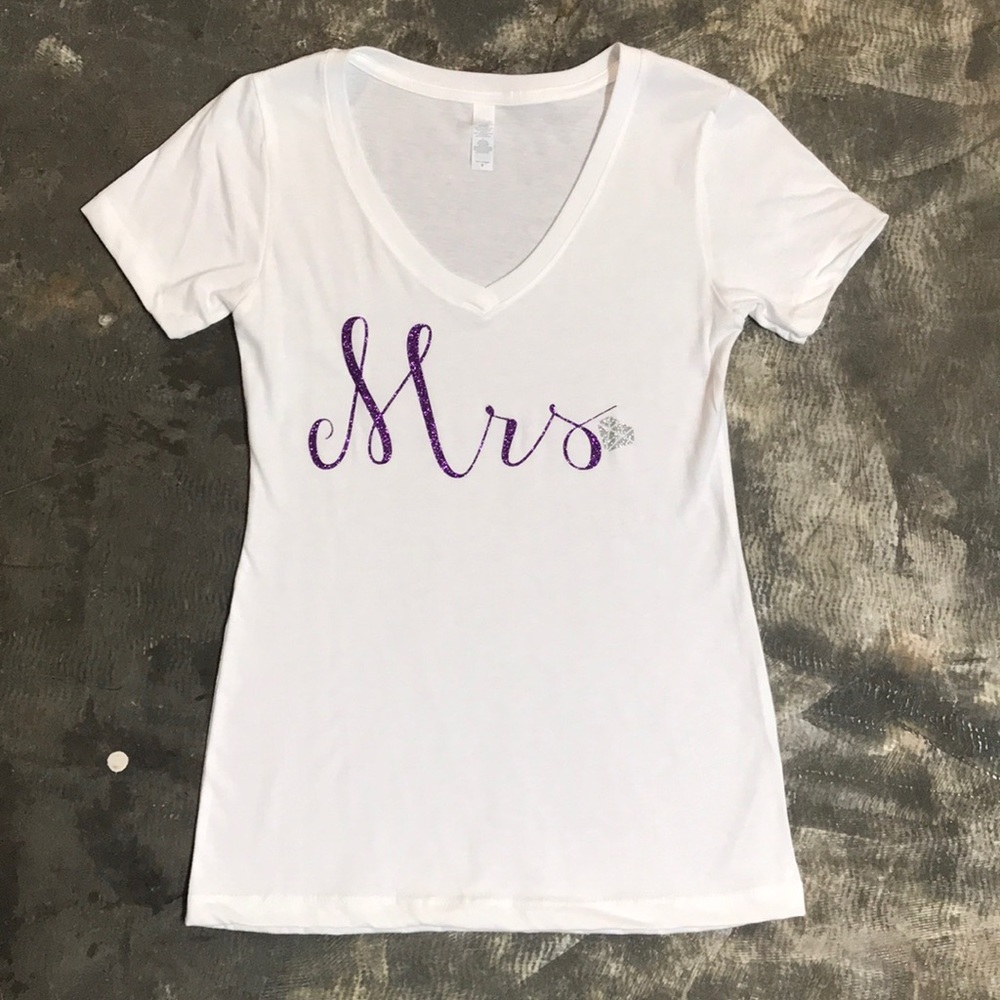 White V-Neck Mrs Tee